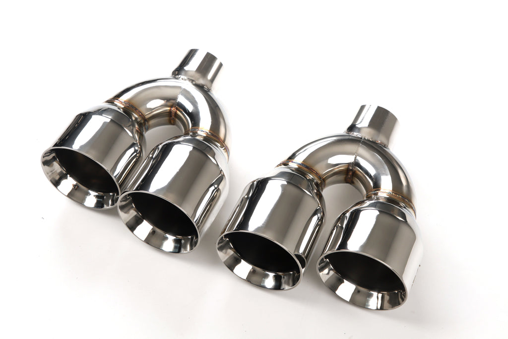 Dual Slant-Cut Stainless Steel Exhaust Tip – 10" Long Blue, Black, Silver Universal Bolt-On Exhaust Pipe