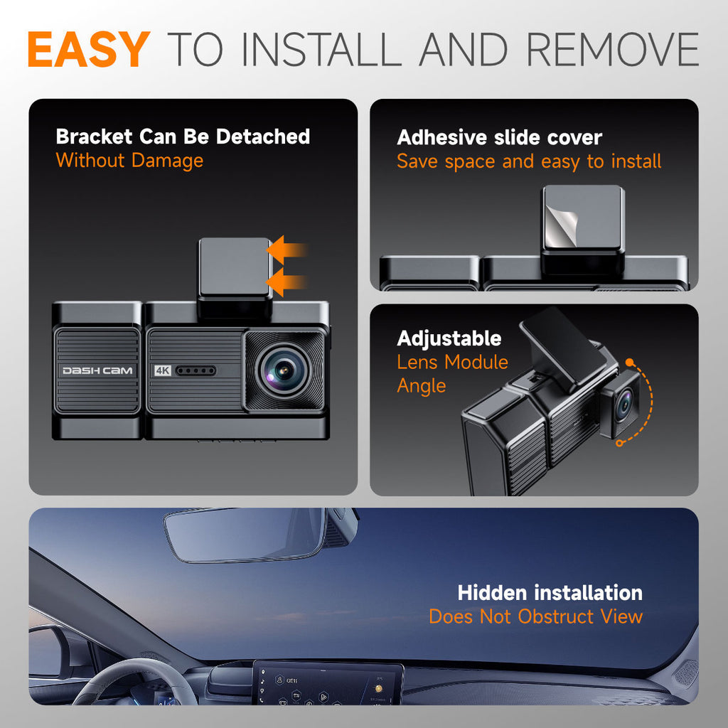 2025 New Car Dash Cam - 3 Views, 4K+1K Resolution, High-Quality Night Vision, Wi-Fi & GPS