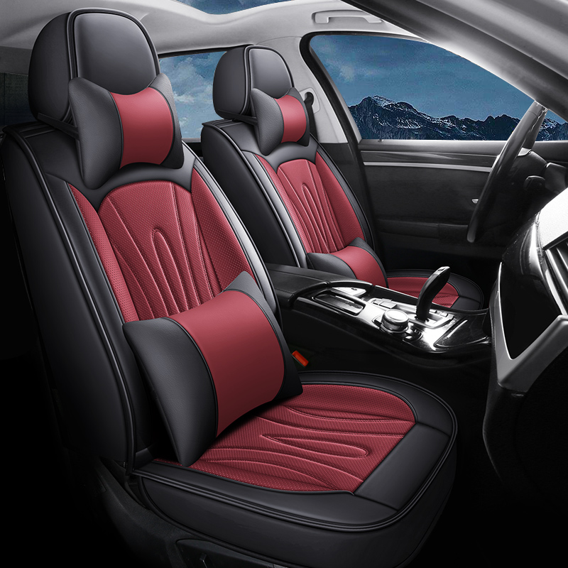 High-Back Leather Car Seat Covers, Waterproof, Airbag Compatible, for Cars, SUVs, Trucks, and Vans