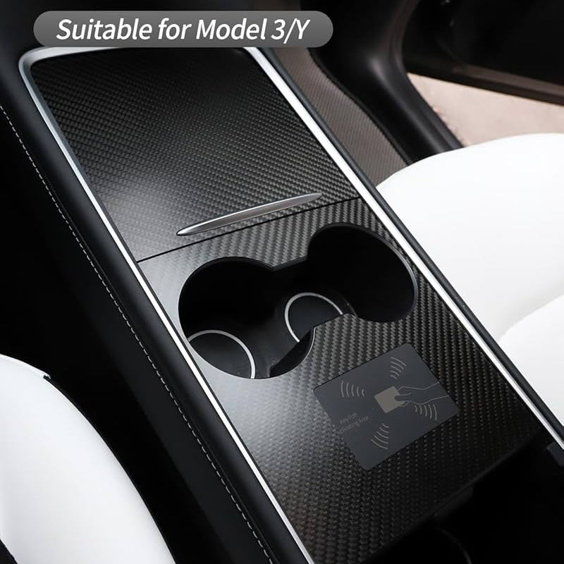 Real Carbon Fiber Center Console Trim Panel Cover For Tesla Model 3 Y