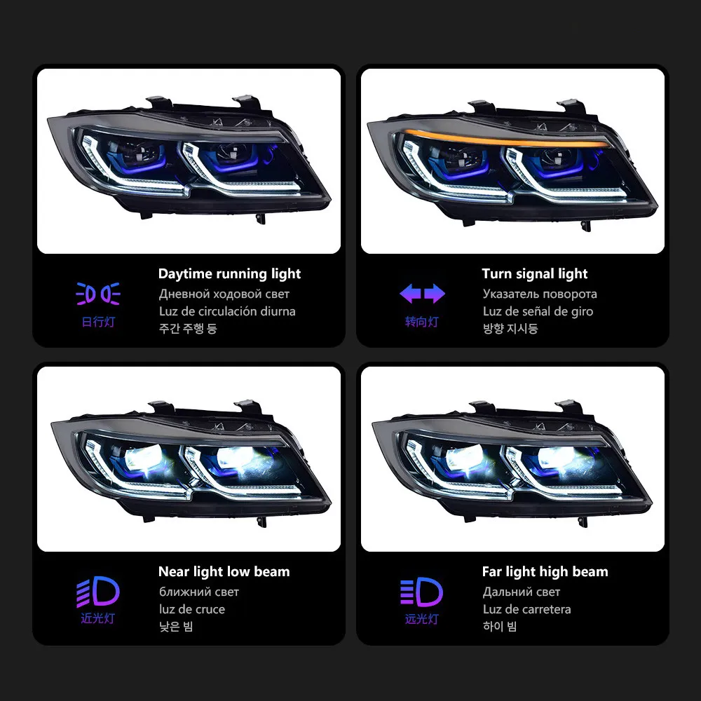 Applicable to 2005-2012 BMW 3 Series E90 LED Lens Headlights Assembly Upgrade Version, Streamer Turn Signal