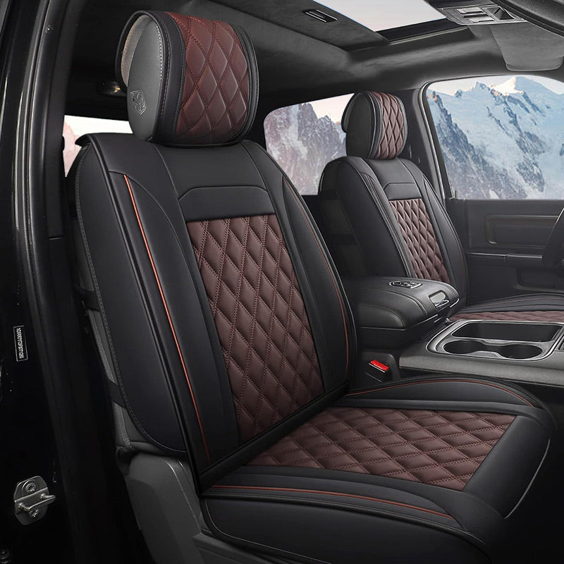 For Dodge Ram Leather Car Seat Covers Compatible with Ram 1500(2009-2025), Ram 2500(2010-2025), Ram 3500(2010-2025)