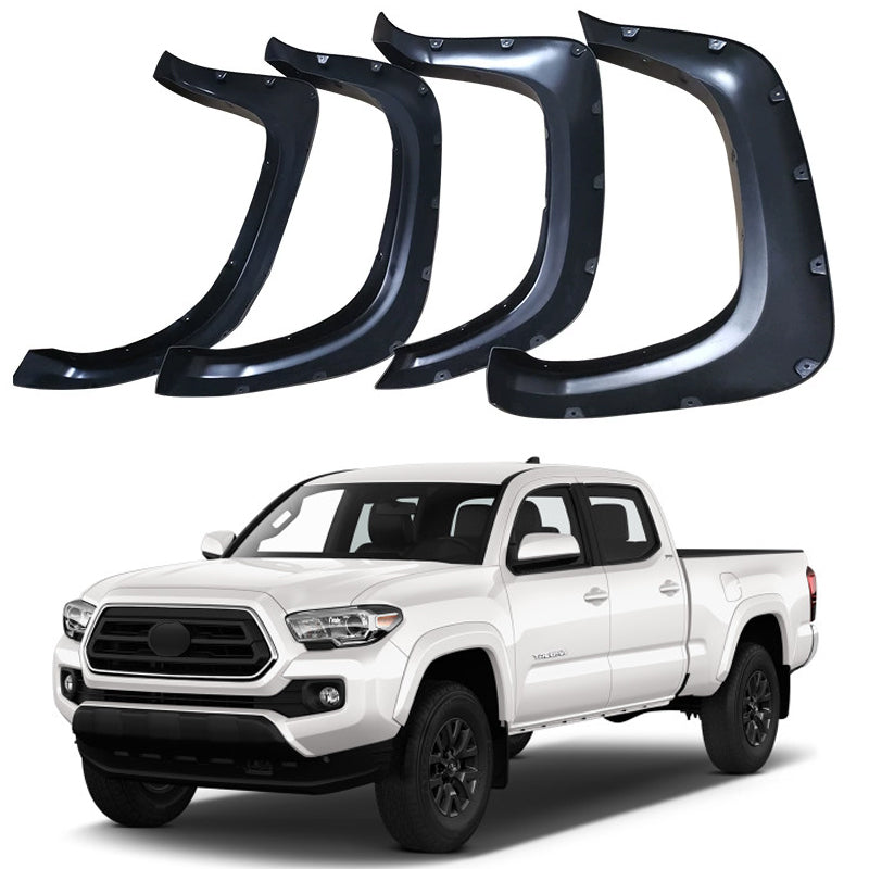 Fender Flares for 2005-2023 Toyota Tacoma , Pocket-Riveted Style ABS Thermo Plastic, Matte Black