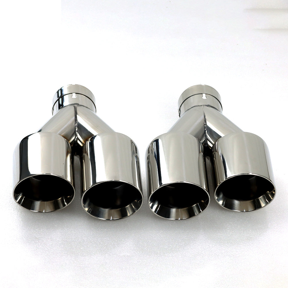 Custom Chrome Dual Slant-Cut Stainless Steel Exhaust Tip – 10" Long Universal Bolt-On Pickup Exhaust Pipe