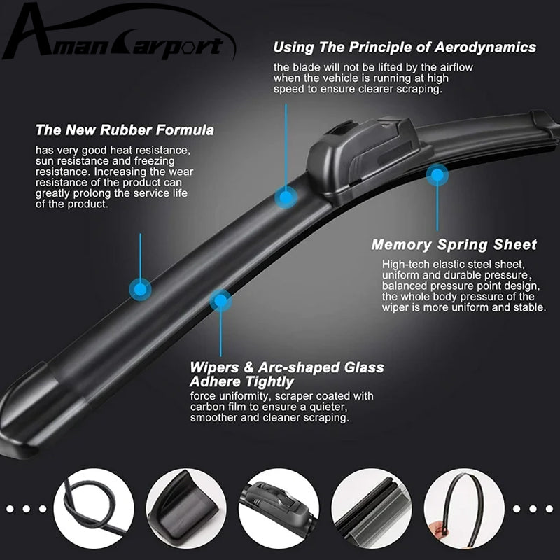 Boneless Silent Wiper Blades – OEM Quality for Ford F-150, Explorer, Bronco & More (Set of 2)