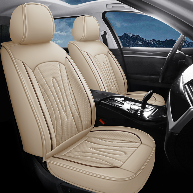 High-Back Leather Car Seat Covers, Waterproof, Airbag Compatible, for Cars, SUVs, Trucks, and Vans