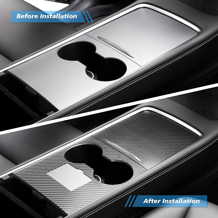 Real Carbon Fiber Center Console Trim Panel Cover For Tesla Model 3 Y