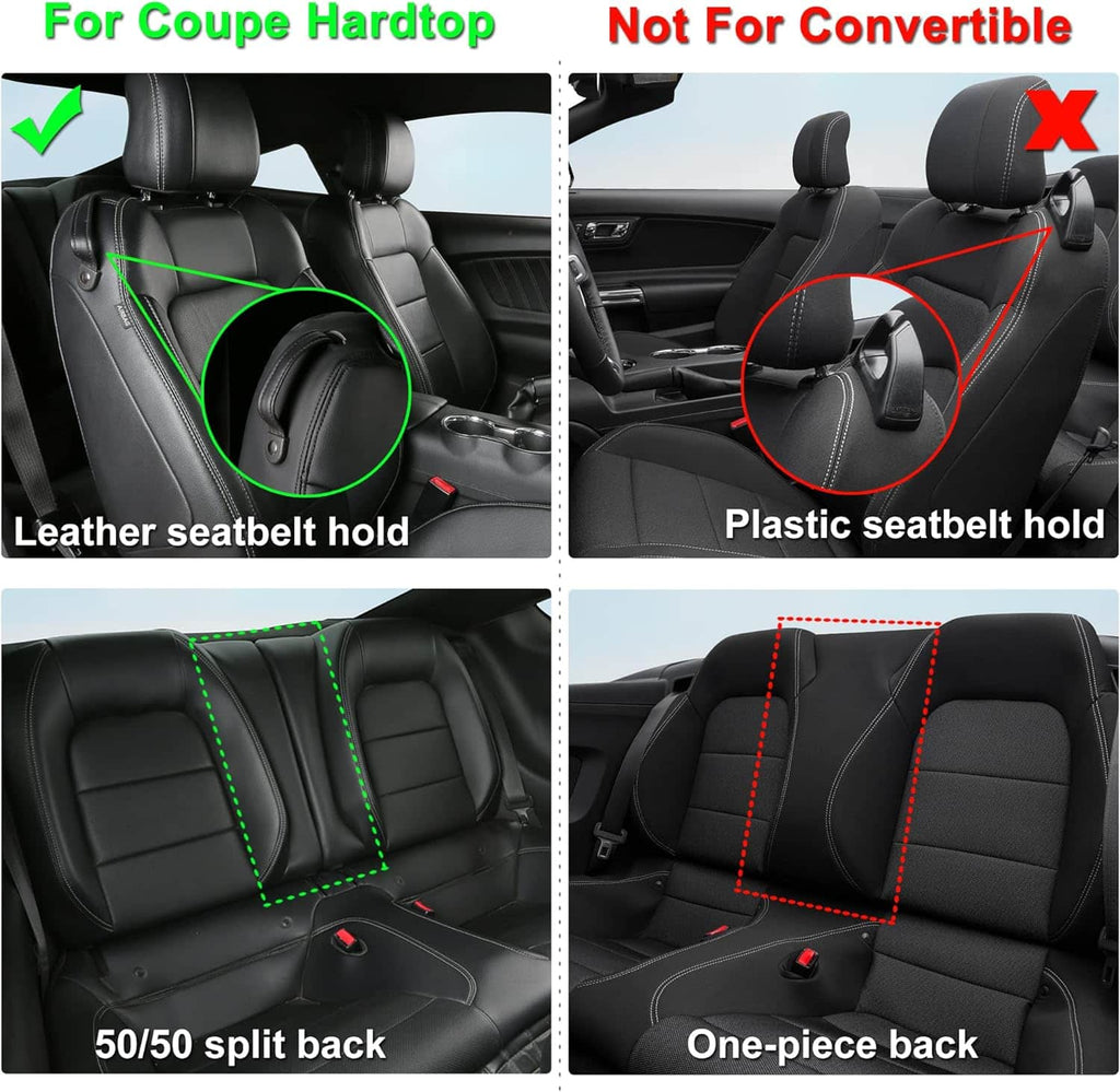 Custom Leather Seat Covers for Ford Mustang Coupe (2015–2025) – Full Set, Sporty Fit