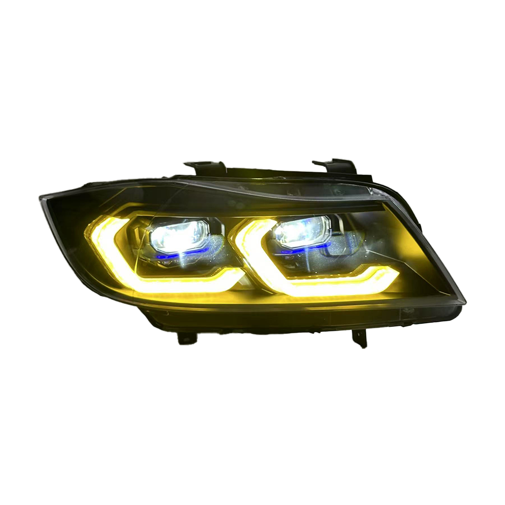 Laser Style LED Headlights for 2005–2012 BMW E90/E91 3 Series – Dual Projector with Amber/White DRL