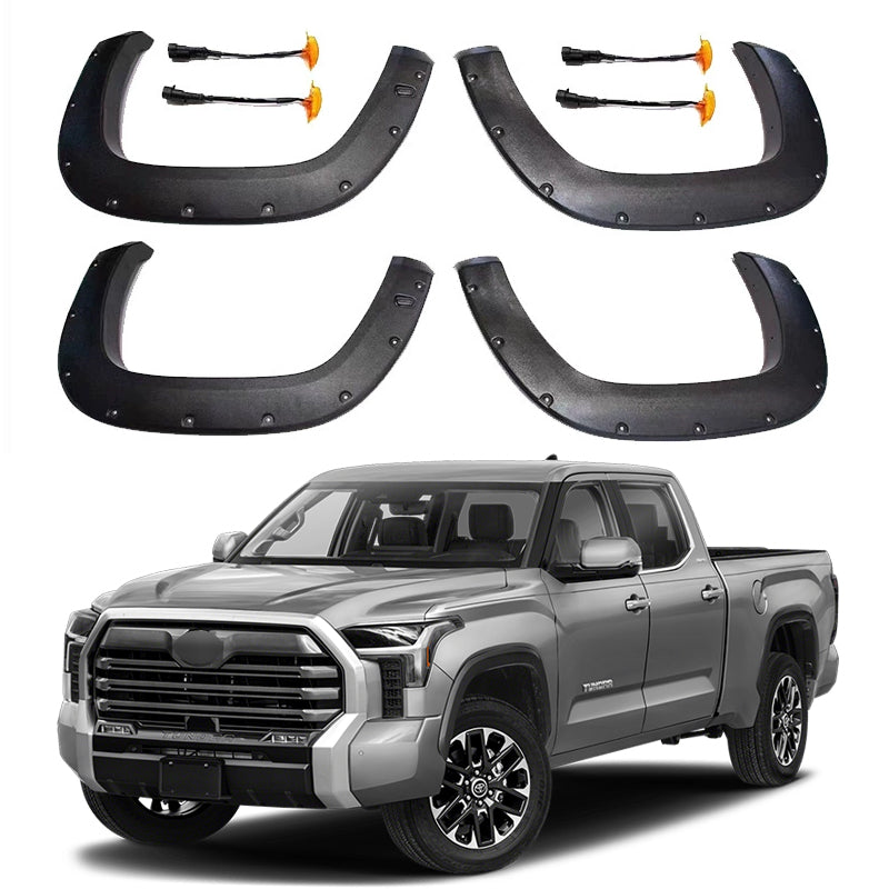 Fender Flares for 2007-2025 Toyota Tundra, Pocket-Riveted Style ABS Thermo Plastic, Matte Black