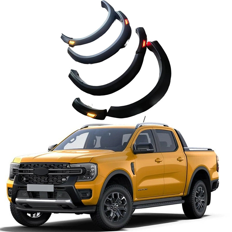 Matte Black LED Fender Flares for 2015-2025 Ford Ranger T7, T8, T9 – Modified Fender Arch Protector, Mudguard, and Body Kit