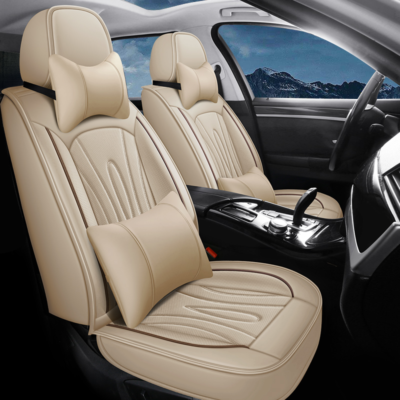 High-Back Leather Car Seat Covers, Waterproof, Airbag Compatible, for Cars, SUVs, Trucks, and Vans
