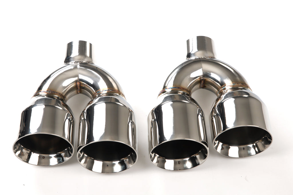 Dual Slant-Cut Stainless Steel Exhaust Tip – 10" Long Blue, Black, Silver Universal Bolt-On Exhaust Pipe