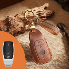 Load image into Gallery viewer, Mercedes-Benz Leather Key Fob Cover with Keychain – Full Protection for AMG, C, E, M, S, CLS, CLA, GLK, GLA, GLC, GLE Smart Key