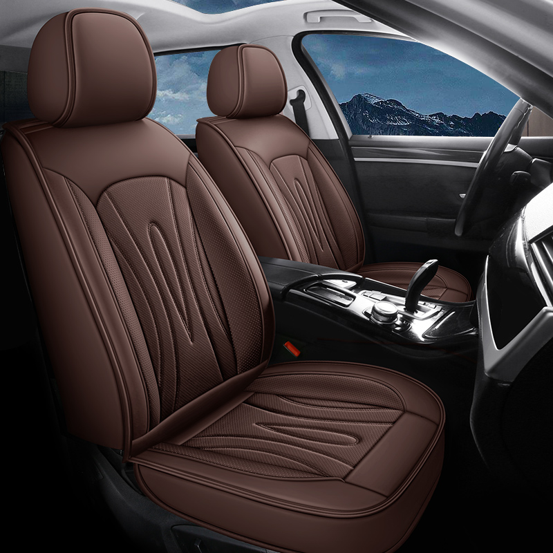 High-Back Leather Car Seat Covers, Waterproof, Airbag Compatible, for Cars, SUVs, Trucks, and Vans
