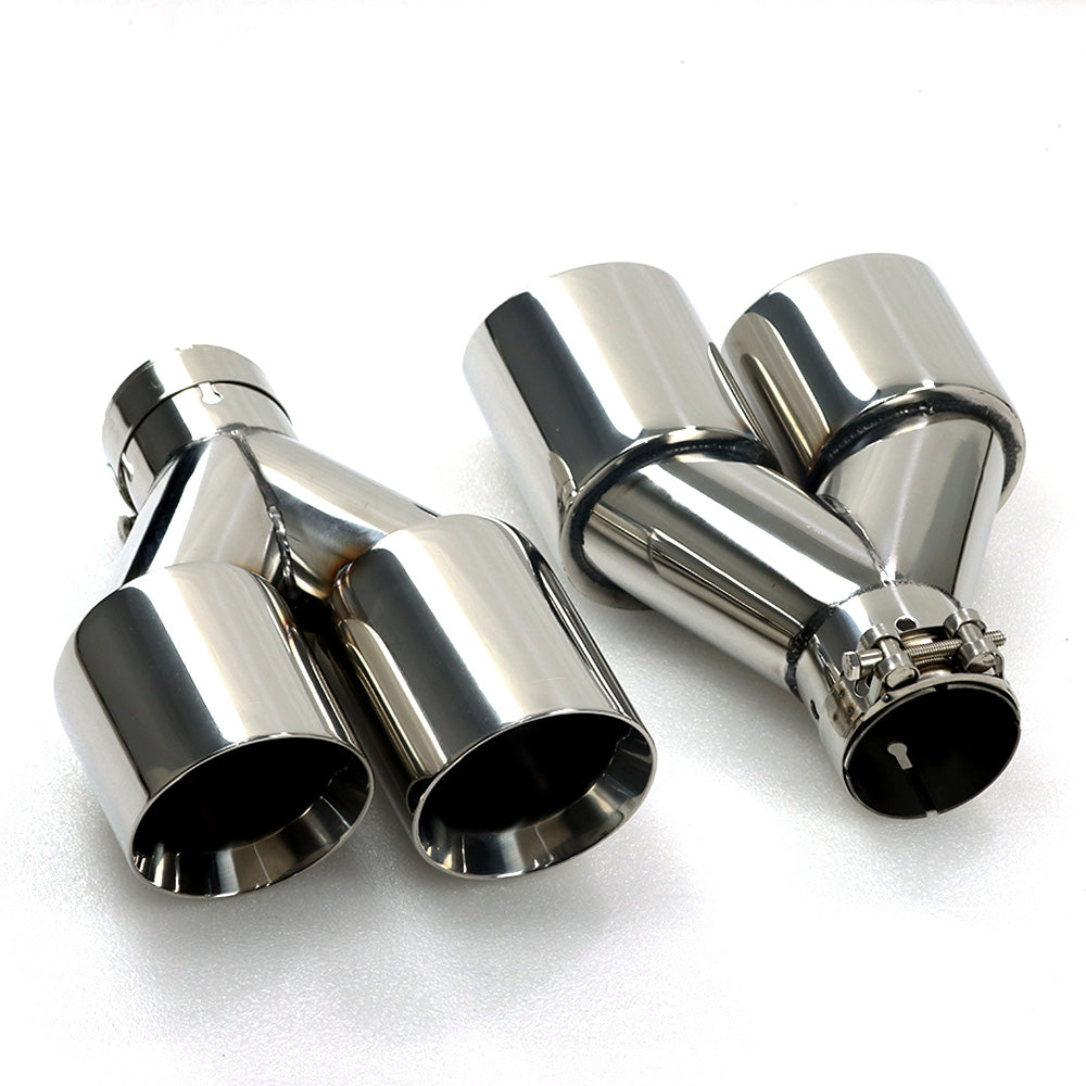 Custom Chrome Dual Slant-Cut Stainless Steel Exhaust Tip – 10" Long Universal Bolt-On Pickup Exhaust Pipe