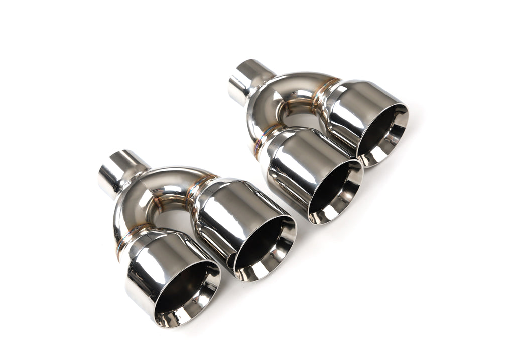 Dual Slant-Cut Stainless Steel Exhaust Tip – 10" Long Blue, Black, Silver Universal Bolt-On Exhaust Pipe