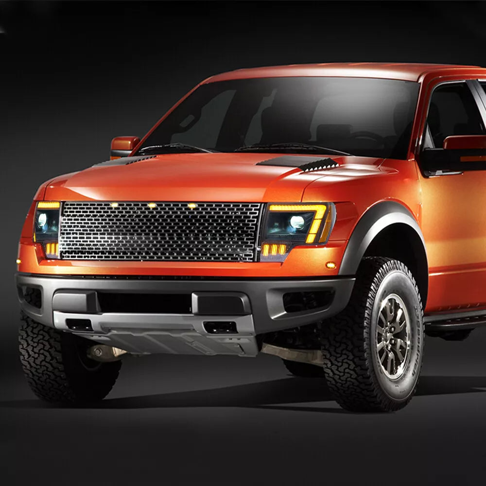 For Ford Raptor F-150 LED Projector Headlights 2009–2014 Sequential Turn Signal Plug and Play Front Lamp Assembly