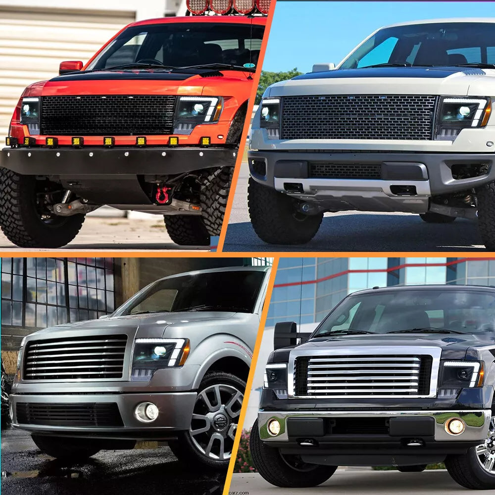 For Ford Raptor F-150 LED Projector Headlights 2009–2014 Sequential Turn Signal Plug and Play Front Lamp Assembly