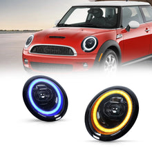 Load image into Gallery viewer, Compatible LED Projector Headlights for Mini Cooper R50 R52 R53 2001–2007 with Sequential Turn Signals and Dynamic DRL