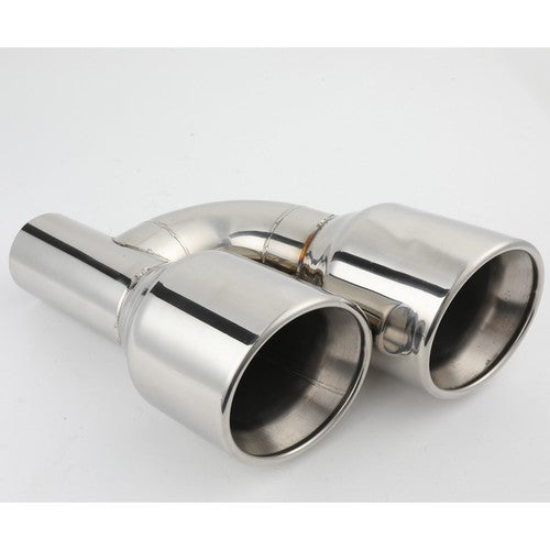 Dual 2.5" Inlet to Quad 4" Outlet H-type Exhaust Tips – Dual Wall, Slant Cut, Stainless Steel