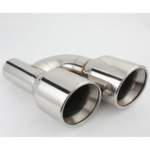 Load image into Gallery viewer, Dual 2.5" Inlet to Quad 4" Outlet H-type Exhaust Tips – Dual Wall, Slant Cut, Stainless Steel