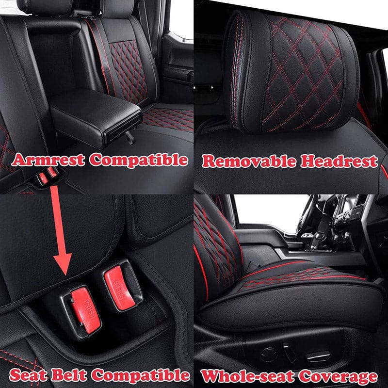 Custom Leather Car Seat Cover Full Set Fit For Ford F150 (2009-2025), F250, F350, F450(2017-2025)