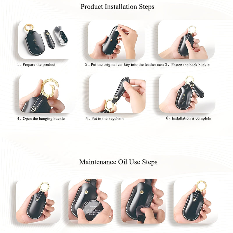 Genuine Leather Key Fob Cover for Ford Explorer, Fusion, Escape, F-150, F-250, F-350, F-450, F-550