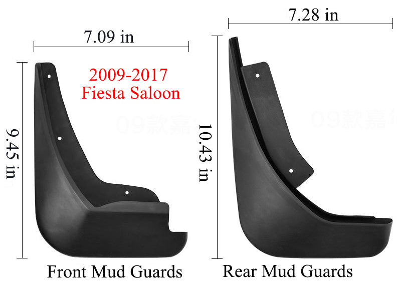 Mud Flaps for 2009-2017 Ford Fiesta - Front & Rear Splash Protection (4-Piece Set)