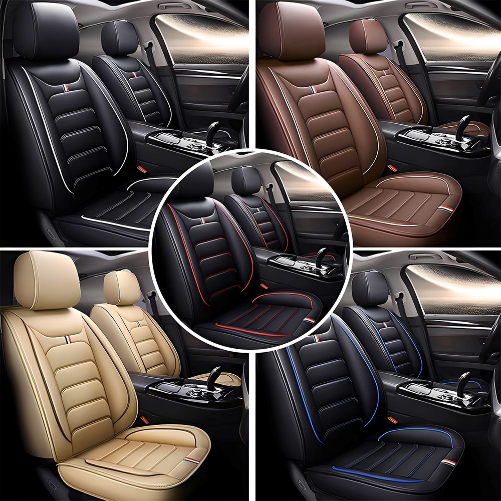 Universal Faux Leather Car Seat Covers 5-Piece Set – Waterproof, Easy Install, Fit SUV, Sedan & Truck
