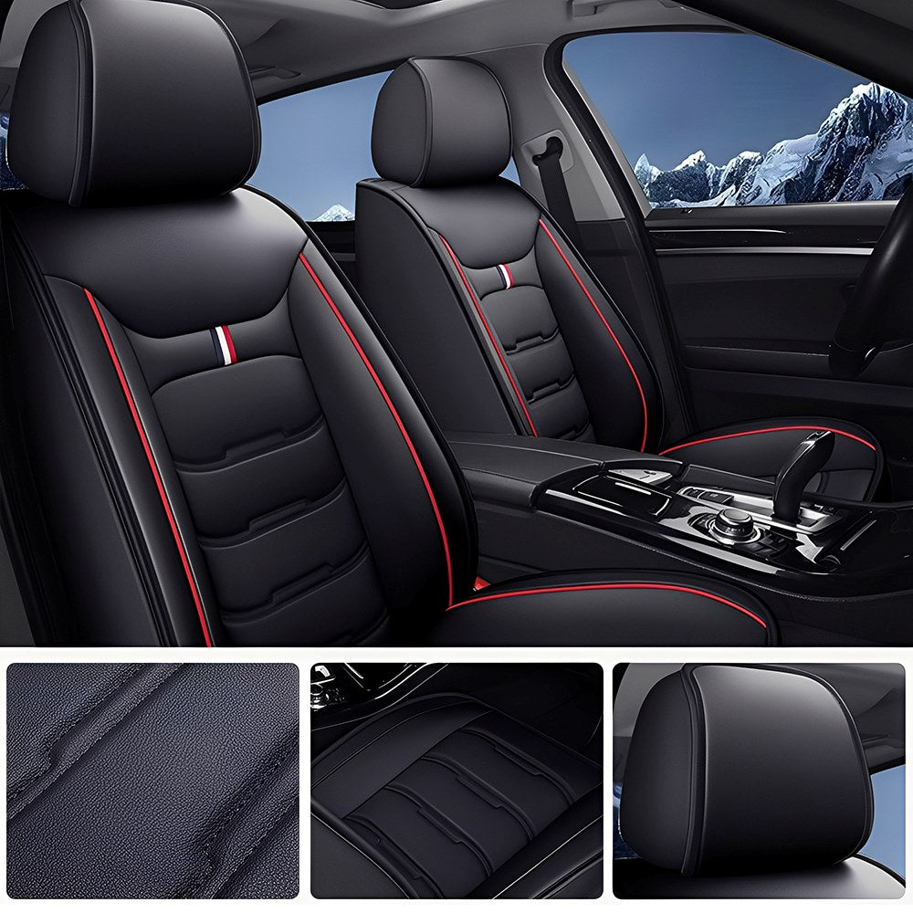 Universal Fit Faux Leather Car Seat Covers – 5-Piece Set, Waterproof, Easy Care for Most Vehicles