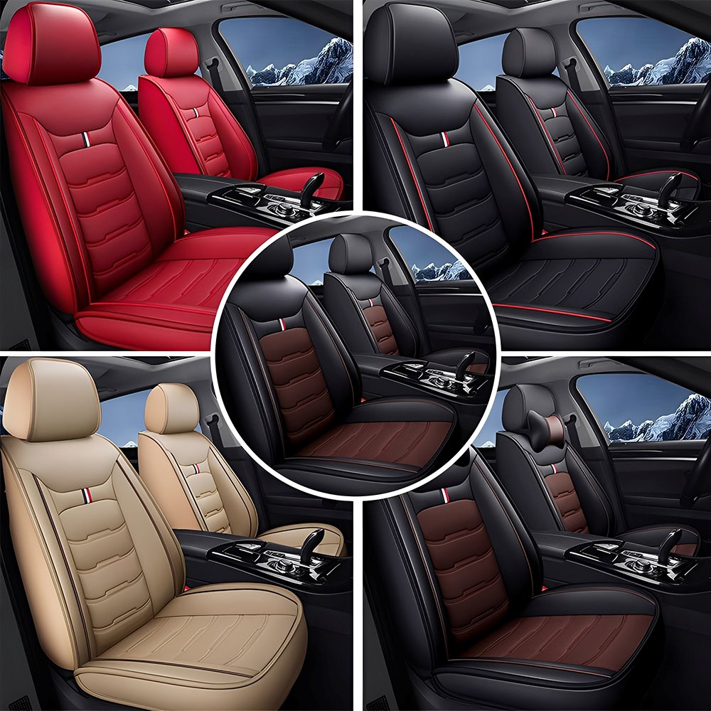 Universal Fit Faux Leather Car Seat Covers – 5-Piece Set, Waterproof, Easy Care for Most Vehicles