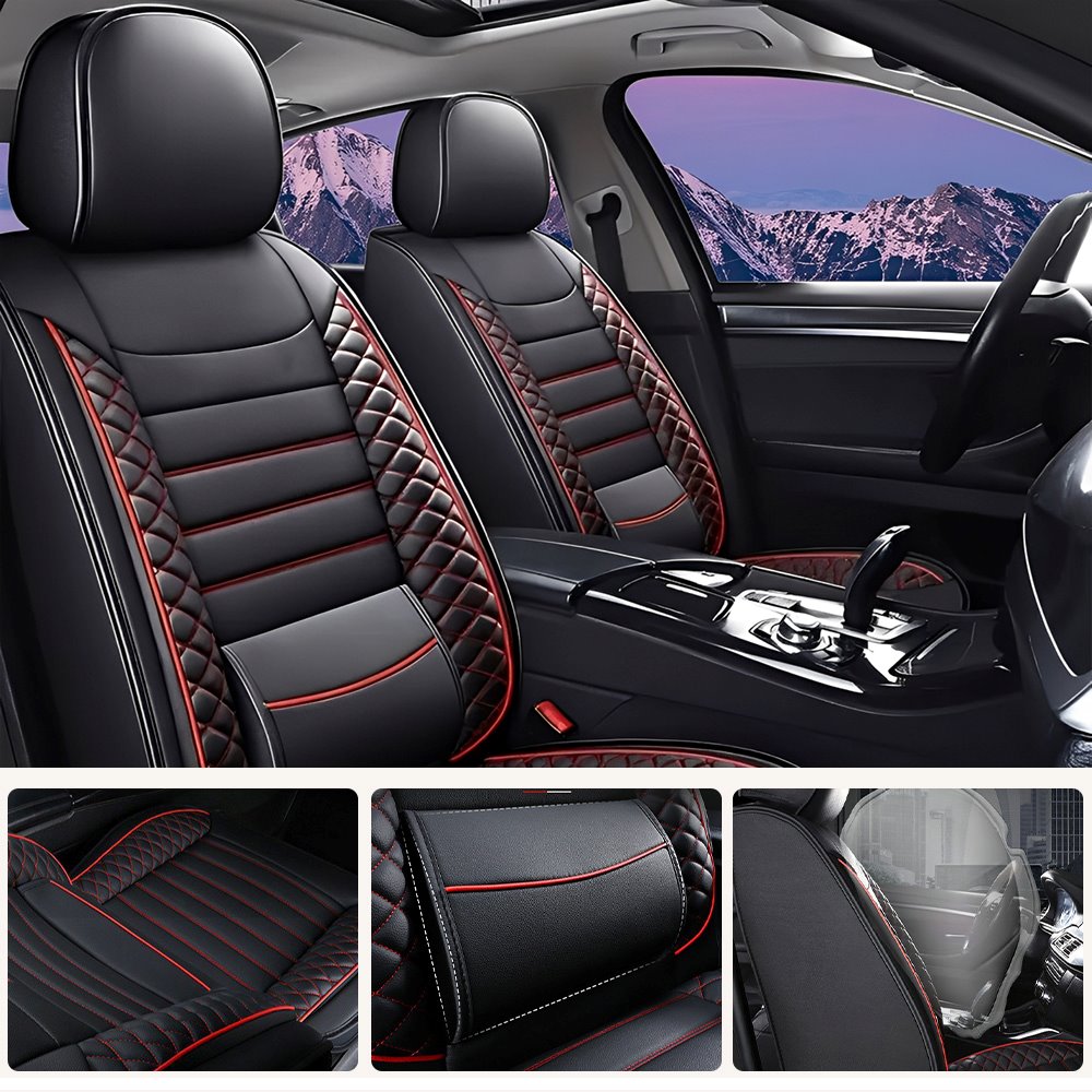 Universal 3D Car Seat Covers Full Set – 5-Piece Faux Leather, Waterproof & Breathable Design