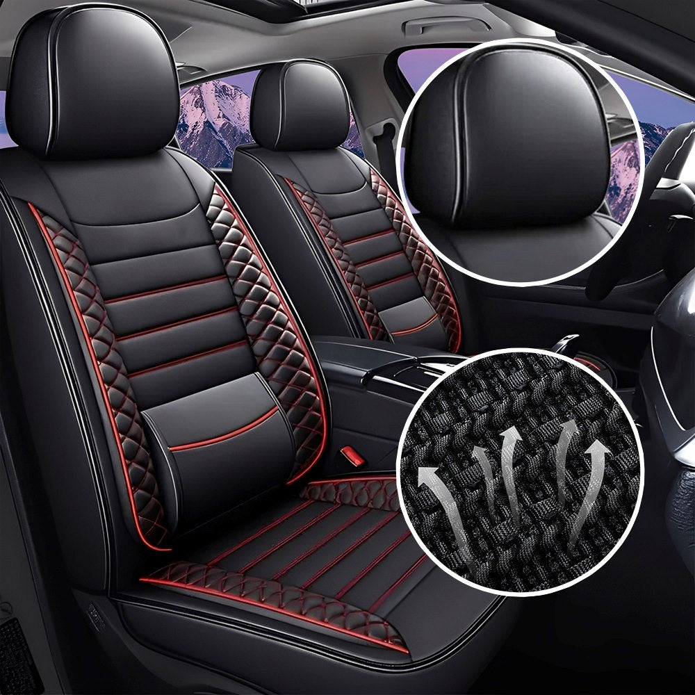 Universal 3D Car Seat Covers Full Set – 5-Piece Faux Leather, Waterproof & Breathable Design