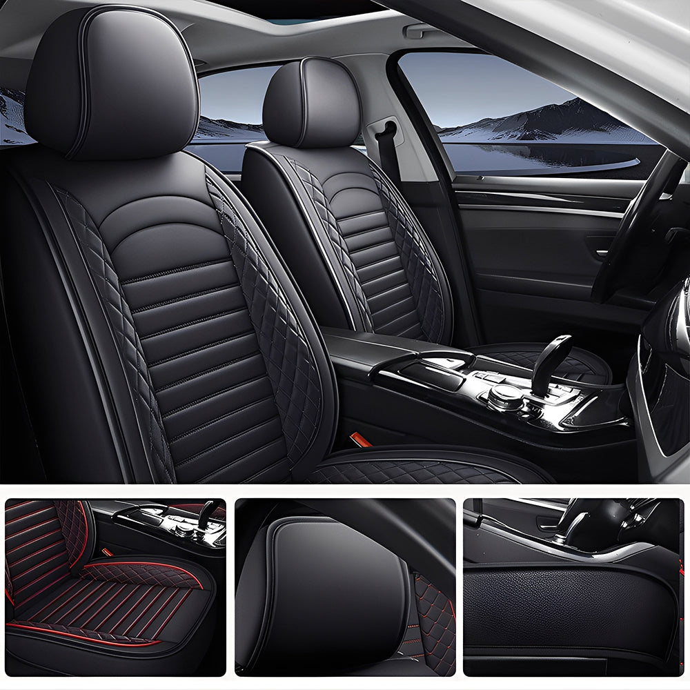 5-Piece Car Seat Covers Full Set – Universal Faux Leather Cushions for Cars, SUVs & Trucks