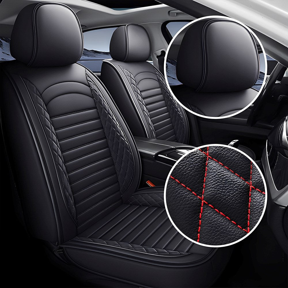 5-Piece Car Seat Covers Full Set – Universal Faux Leather Cushions for Cars, SUVs & Trucks