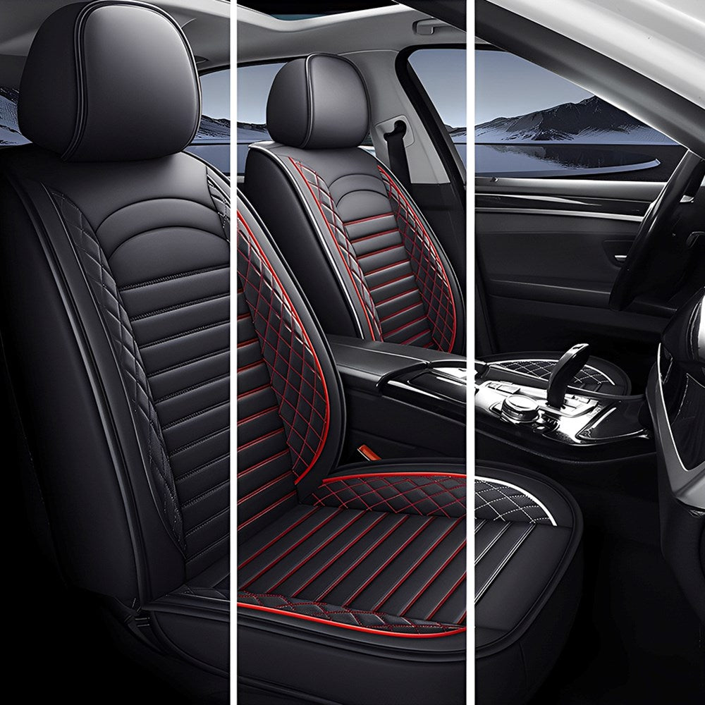 5-Piece Car Seat Covers Full Set – Universal Faux Leather Cushions for Cars, SUVs & Trucks