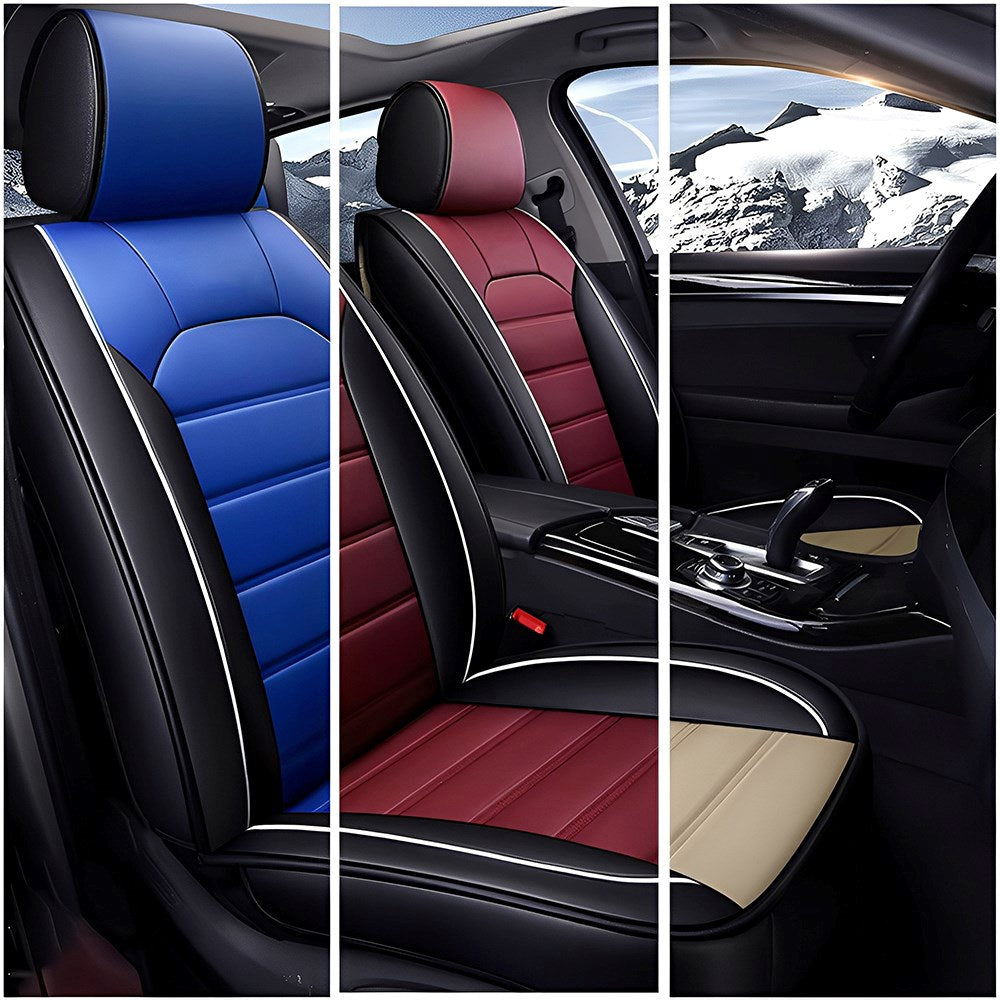 Universal Faux Leather Car Seat Covers – 5-Piece Waterproof Seat Protector Set for Cars, SUVs & Trucks