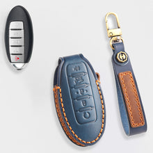 Load image into Gallery viewer, Genuine Leather Key Fob Cover for Nissan X-Trail, Qashqai, Tiida, Altima, and Sylphy (3-5 Button)