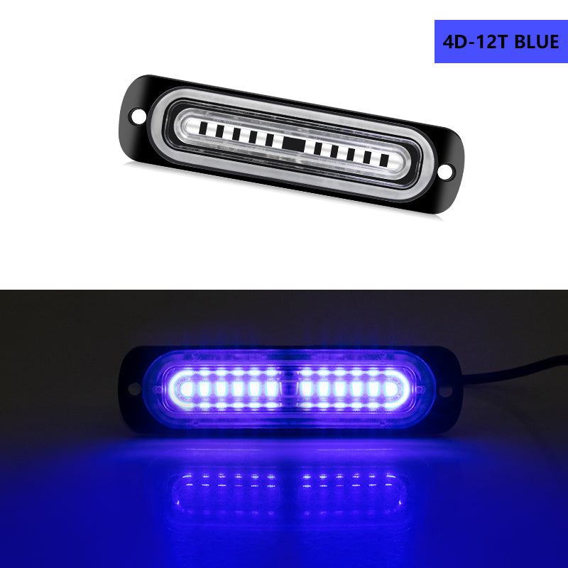 8pcs 12 LED Synchronous Function Emergency Strobe Grille Lights, Ultra-Thin Surface Mount Hazard Warning Flasher Chasing Lights