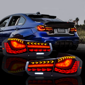 Suitable for BMW 3 Series/M3 (2013-2018, F30/F35) LED double dragon scale taillight assembly