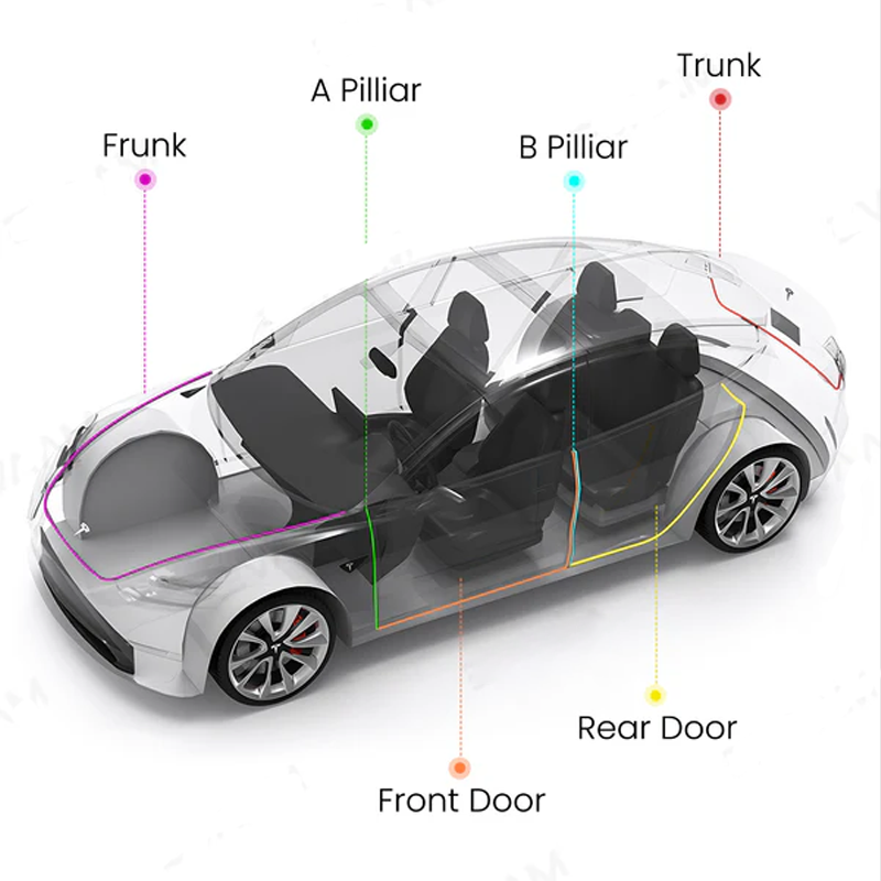 Car Door Seal Kit: Sound-Insulating Rubber for Tesla and Other Popular Models