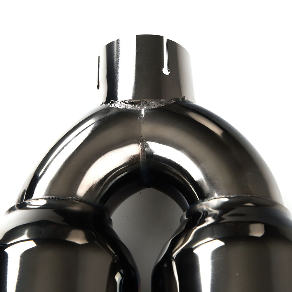 Dual Slant-Cut Stainless Steel Exhaust Tip – 10" Long Blue, Black, Silver Universal Bolt-On Exhaust Pipe