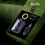 Leather Car Key Protective Cover for Mazda 3, CX-30, CX-5, and CX-9 Remote Key Fob