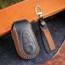 Load image into Gallery viewer, Genuine Leather Key Fob Cover for Mercedes-Benz C-Class, G-Class, E-Class, GLK, R350, GL, and GLC Models