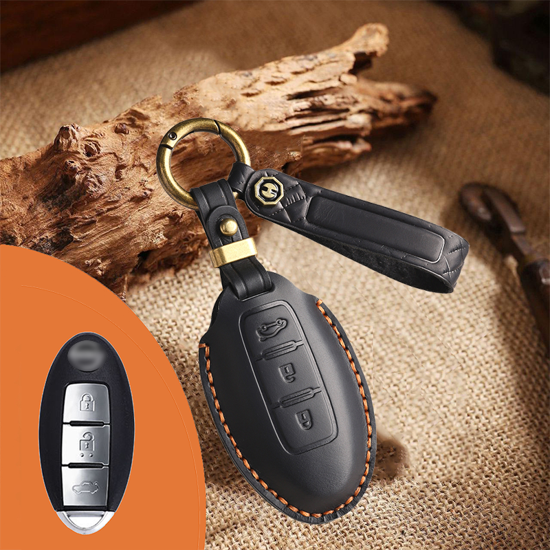 Genuine Leather Key Fob Cover for Nissan (3-5 Button)