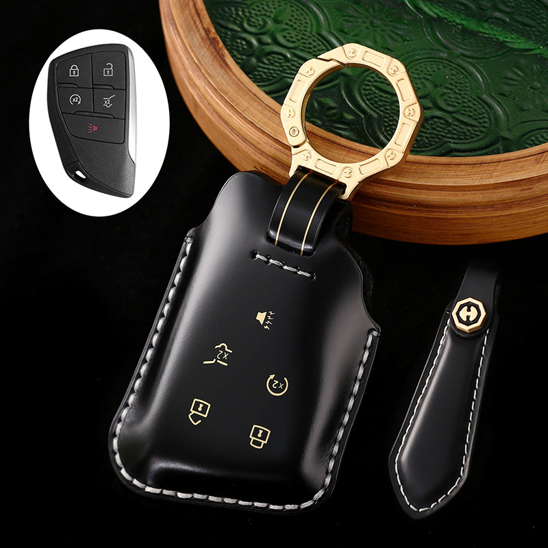 Genuine Cowhide Leather Key Fob Cover for Buick, Car Key Shell Case, Keychain Protector, Fits 3-7 Button Buick Key Fobs