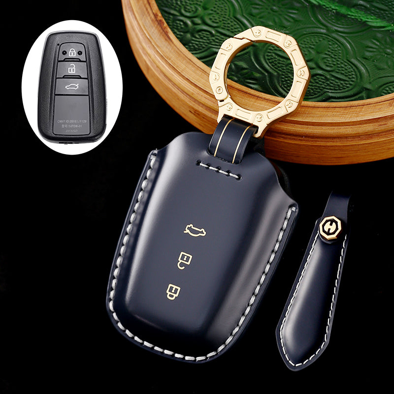 High-End Leather Key Cover with Gift Box, Suitable for Toyota Highlander, Alphard, Previa, and Vellfire