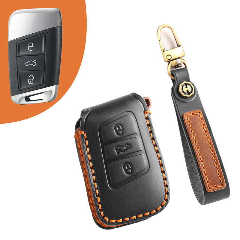 Genuine Leather Key Fob Cover for All 3-Button Volkswagen Key Fobs