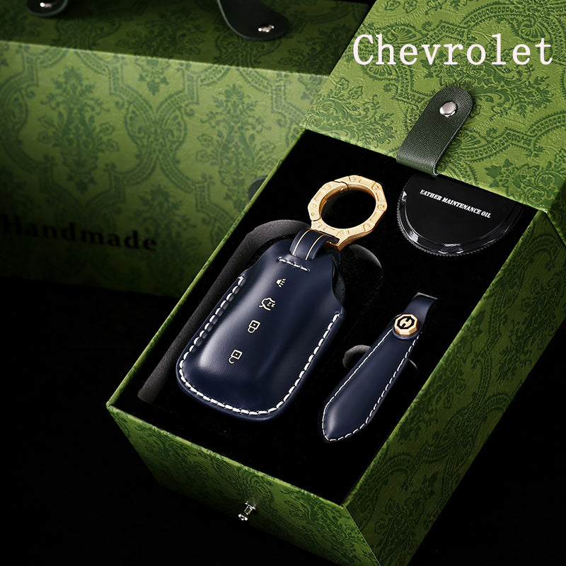 High-End Leather Key Cover Compatible with Chevrolet Malibu, Trailblazer, and Cruze